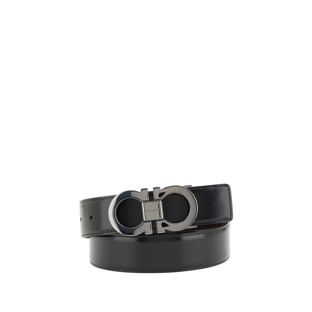 Ferragamo Black Calf Leather Bos Taurus Regular Belt