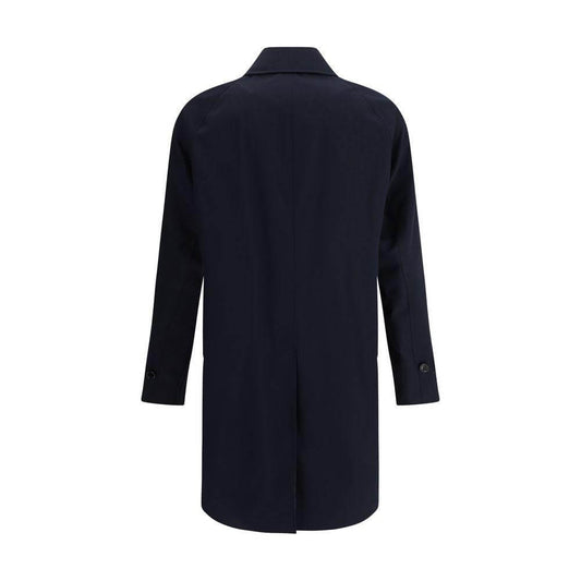 Back view of a Burberry Camden Coat featuring classic collar, button-flap closure, and Archivio Check lining.