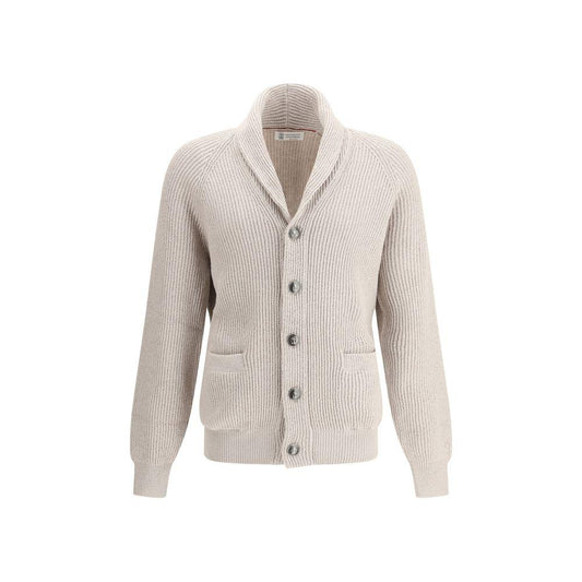 Brunello Cucinelli Ribbed Cardigan Brunello Cucinelli Light Gray