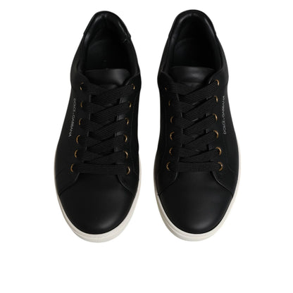 Dolce & Gabbana Black Leather Logo London Sneaker Shoes