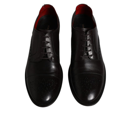 Dolce & Gabbana Black Calfskin Leather Derby Men Dress Shoes