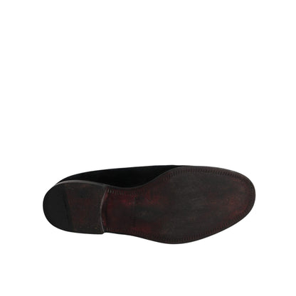 Dolce & Gabbana Black Velvet Loafers Formal Men Dress Shoes