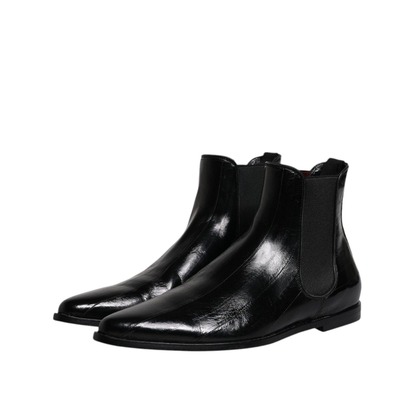 Dolce & Gabbana Black Leather Chelsea Men Ankle Boots Shoes