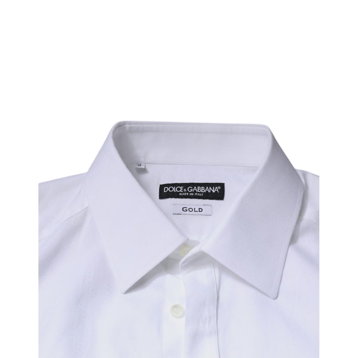 Dolce & Gabbana White Cotton Slim Fit Formal GOLD Dress Shirt