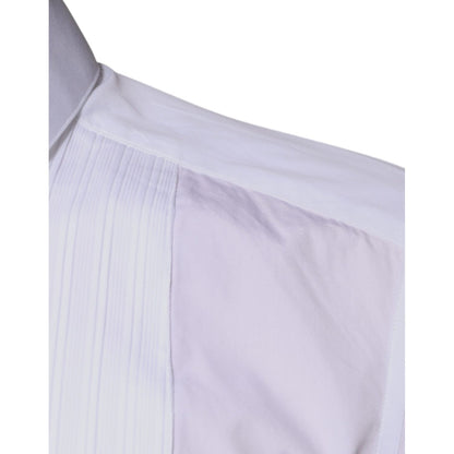 Dolce & Gabbana White Bib Cotton Poplin GOLD Men Formal Shirt