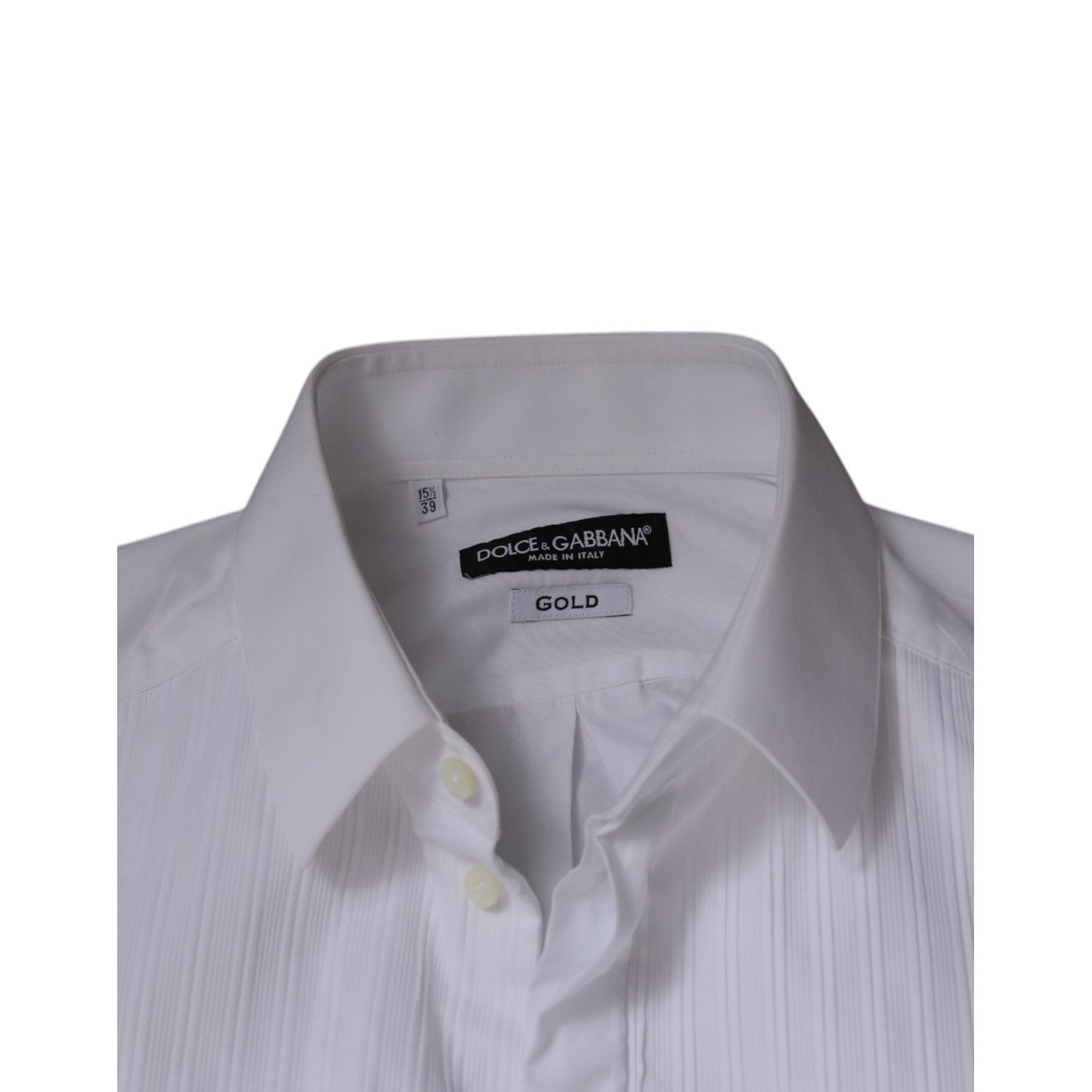 Dolce & Gabbana White Bib Cotton Poplin GOLD Men Formal Shirt