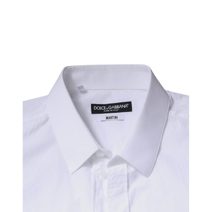 Dolce & Gabbana White Cotton Slim Fit MARTINI Dress Shirt