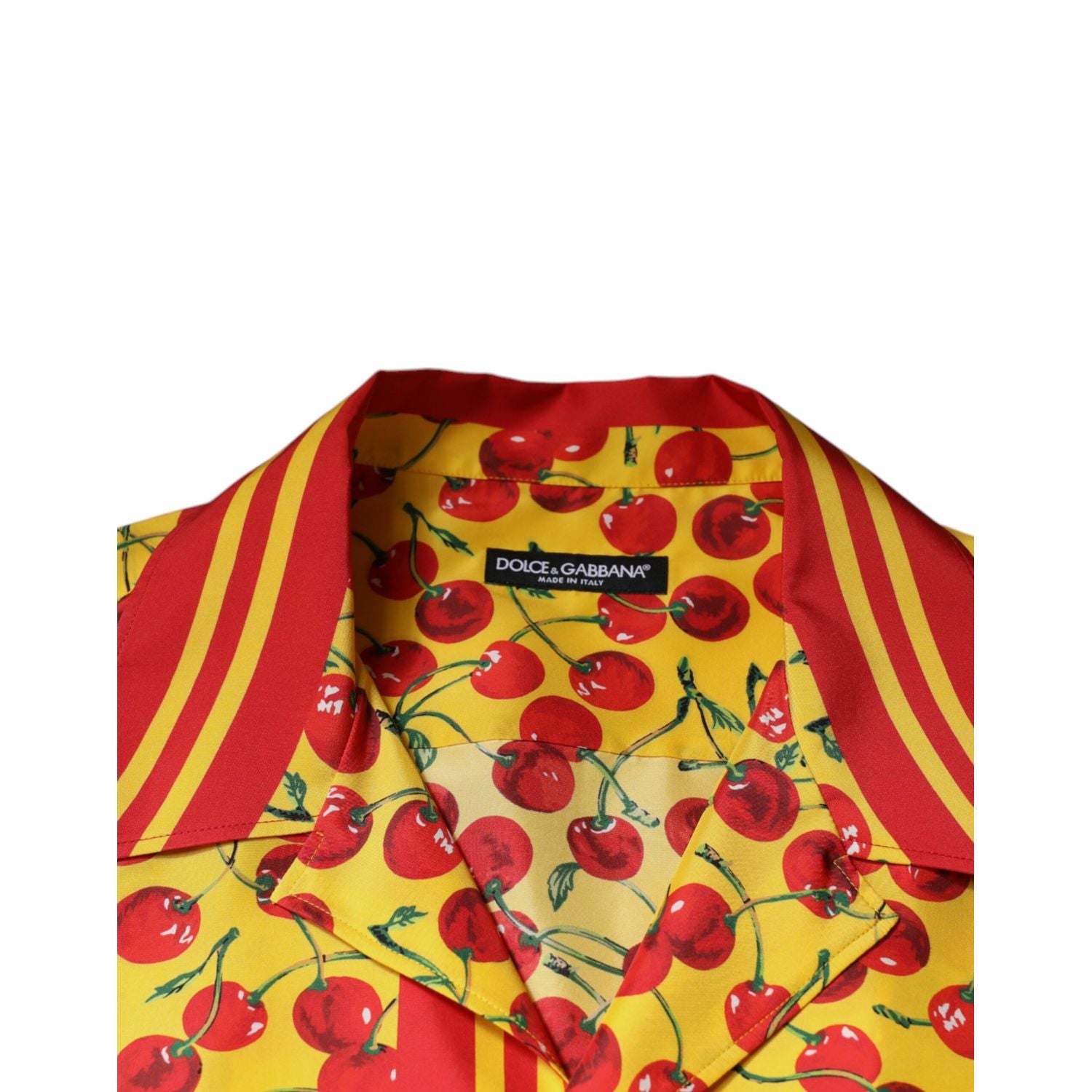 Dolce & Gabbana Yellow Cherry Button Down Silk Casual Shirt