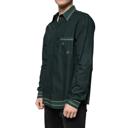 Dolce & Gabbana Green Logo Long Sleeve MARTINI Casual Shirt