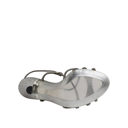 Dolce & Gabbana Silver Crystal Slingback KEIRA Sandals Shoes