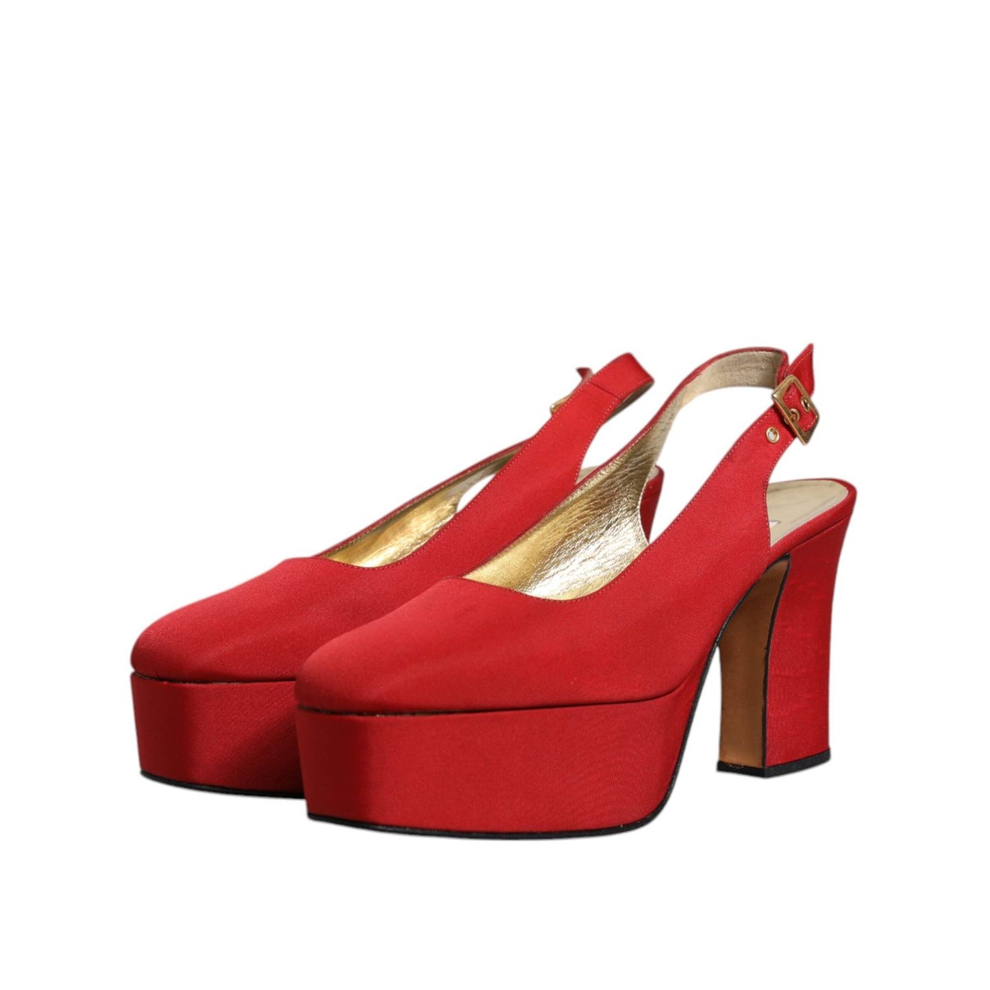 Dolce & Gabbana Red Platform Slingback Heels Sandals Shoes