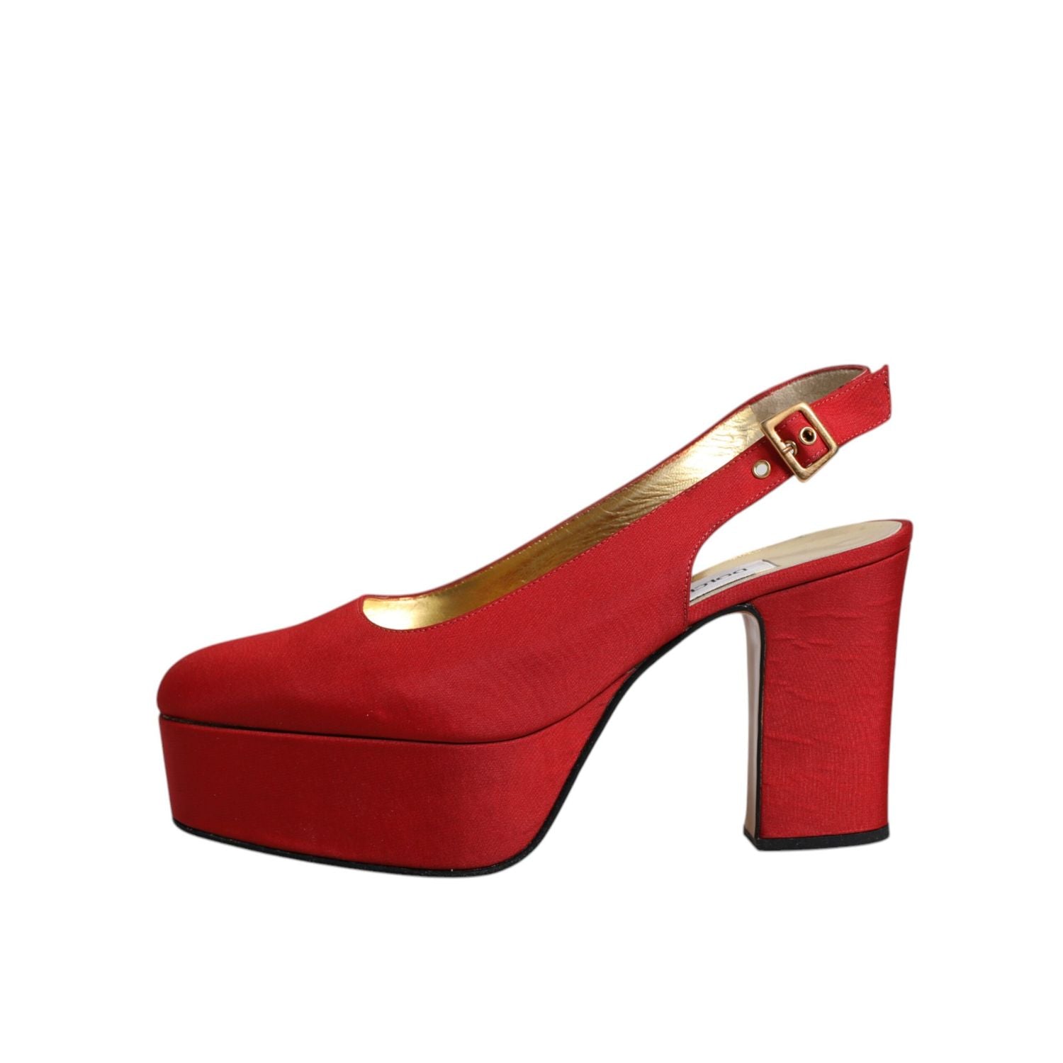 Dolce & Gabbana Red Platform Slingback Heels Sandals Shoes