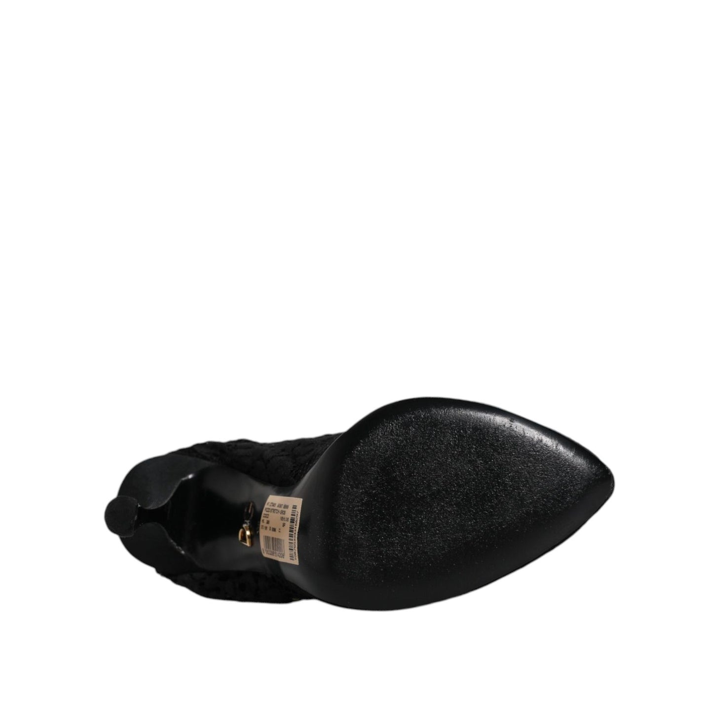 Dolce & Gabbana Black Lace Stretch Heels Mid Calf Boots Shoes