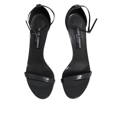 Dolce & Gabbana Grey Leather Ankle Strap Heel Sandals Shoes