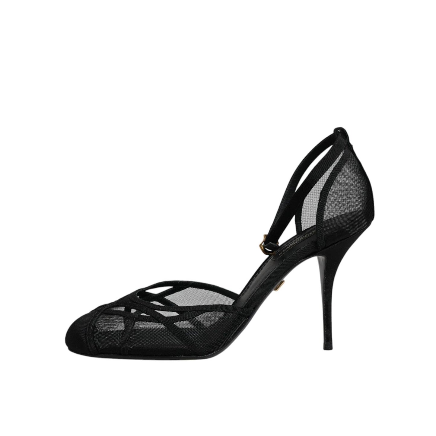 Dolce & Gabbana Black Mesh Ankle Strap Heels Pumps Shoes