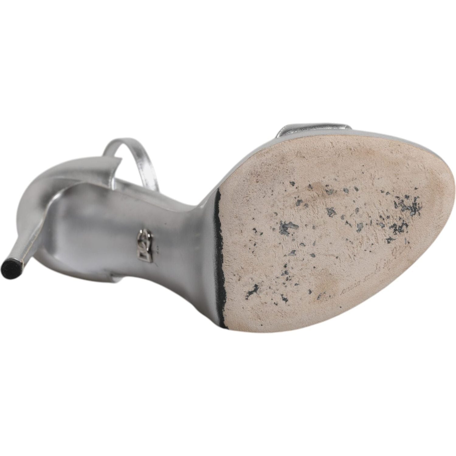 Dolce & Gabbana Silver Leather Platform Keira Sandals Shoes