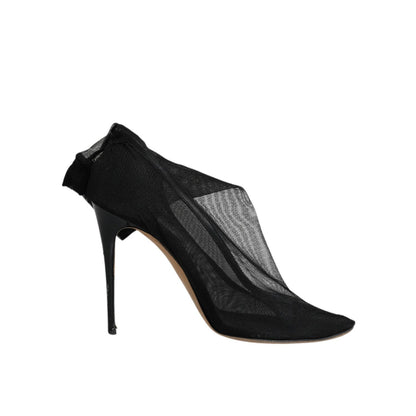 Dolce & Gabbana Black Nylon Stretch Mesh Sock Boots Shoes