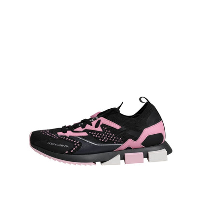 Dolce & Gabbana Black Pink SORRENTO Sport Stretch Sneakers Shoes