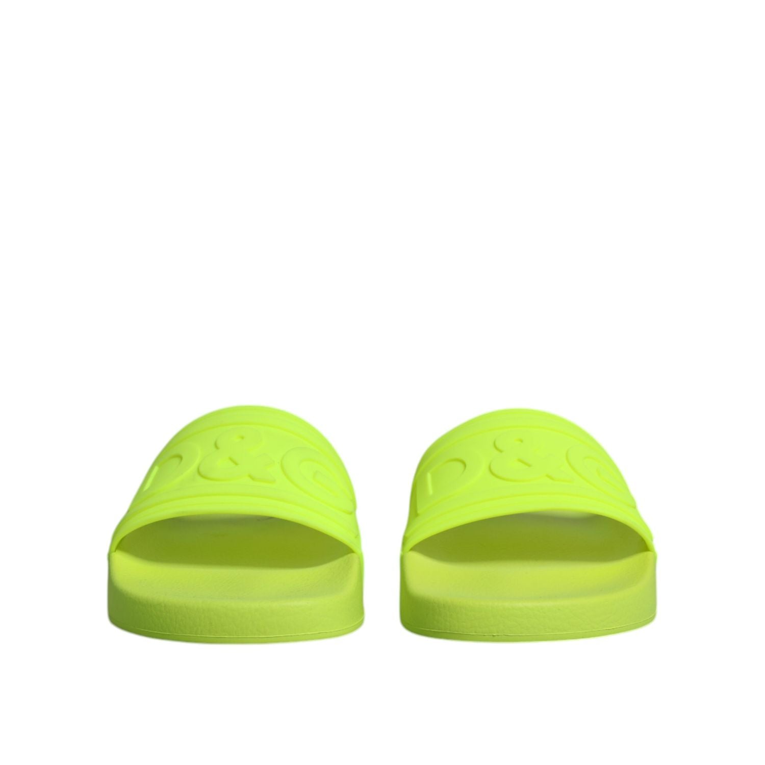 Dolce & Gabbana Green Rubber Slides Sandals Beachwear Shoes