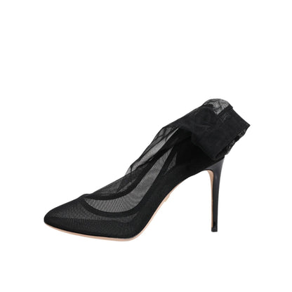 Dolce & Gabbana Black Nylon Mesh Sock Style Boots Shoes