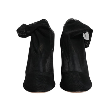 Dolce & Gabbana Black Nylon Mesh Sock Style Boots Shoes