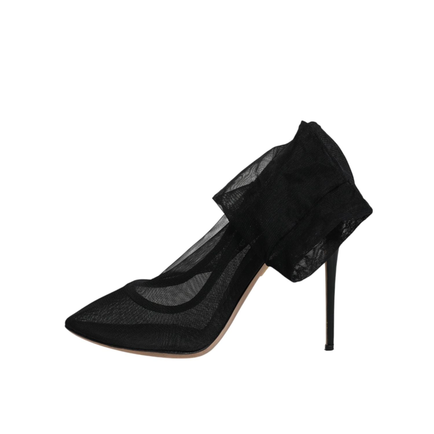 Dolce & Gabbana Black Nylon Mesh Sock Style Boots Shoes