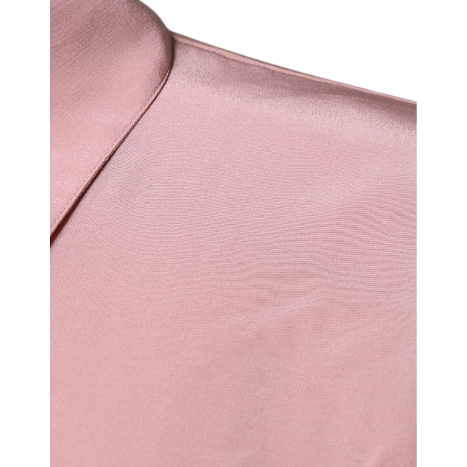 Dolce & Gabbana Pink Cotton Long Sleeves Collared Blouse Top