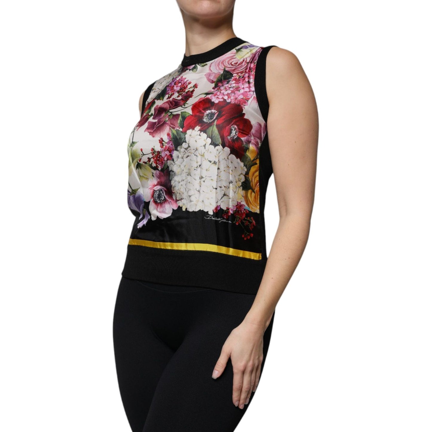 Dolce & Gabbana Multicolor Floral Silk Sleeveless Tank Blouse Top