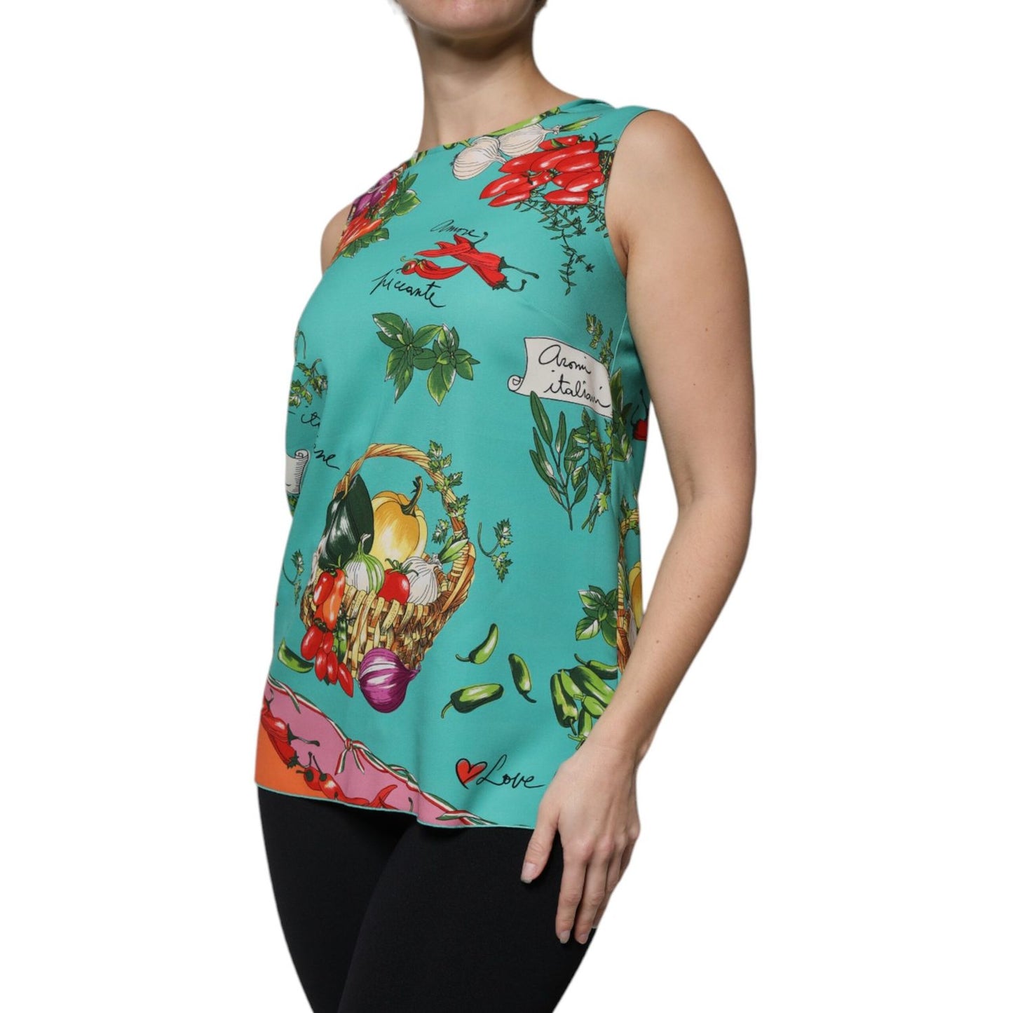 Dolce & Gabbana Multicolor Vegetables Sleeveless Tank Top