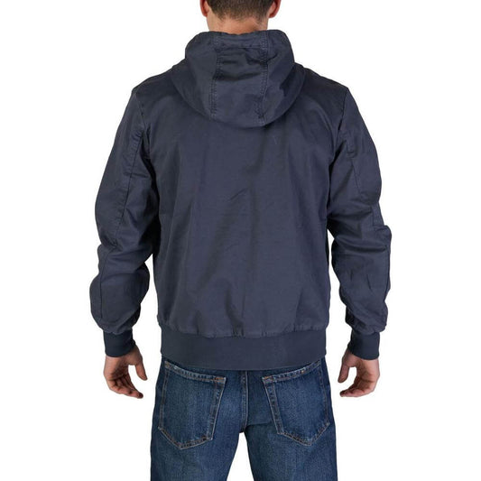 Back view of Refrigiwear Men's Blue Cotton Jacket from Fall/Winter collection, featuring 98% cotton and 2% elastane composition.