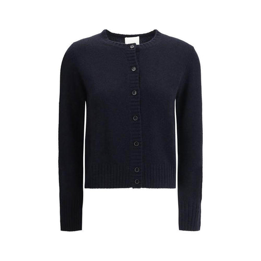 Allude Cashmere Cardigan with button closure, ribbed crew neck, cuffs, and hem for a sophisticated and elegant look.