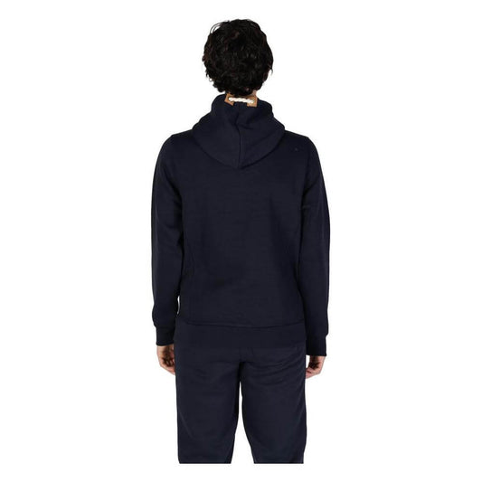 Back view of men's blue Hydra Clothing cotton sweater, part of the Fall/Winter collection.