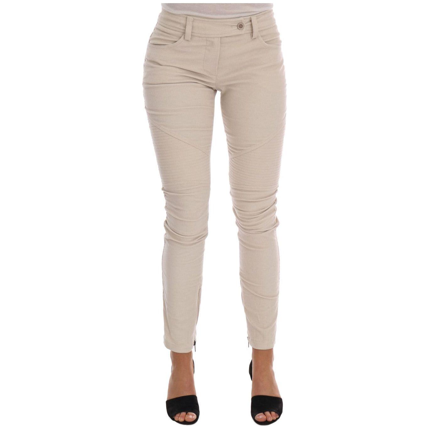 Ermanno Scervino Beige Slim Jeans Corduroy Skinny Pants BYX1154-4