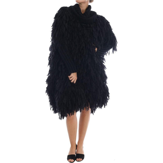 Dolce & Gabbana Elegant Black Fringed Wool-Cashmere Sweater Dolce & Gabbana Black