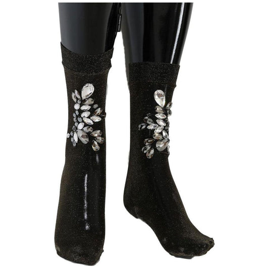 Dolce & Gabbana Crystal-Embellished Black Mid-Calf Stockings Dolce & Gabbana Black