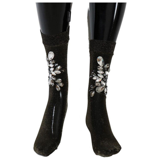Dolce & Gabbana Crystal-Embellished Black Mid-Calf Stockings Dolce & Gabbana Black