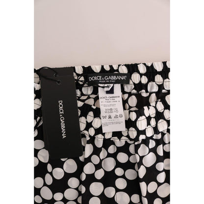 Dolce & Gabbana Black White Polka Dottes Silk Pants Jeans & Pants