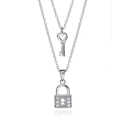 Silver key and lock pendant necklace, representative of the VICEROY JEWELS Mod. 5091C000-30, displayed in official packaging.