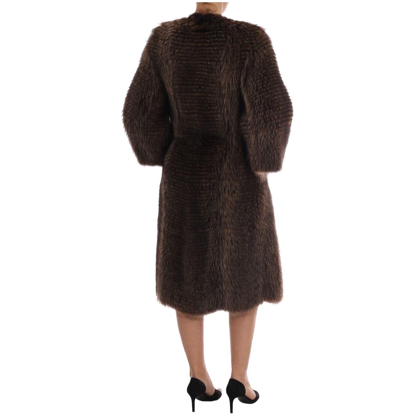 Dolce & Gabbana Brown Raccoon Fur Coat Jacket Coats & Jackets