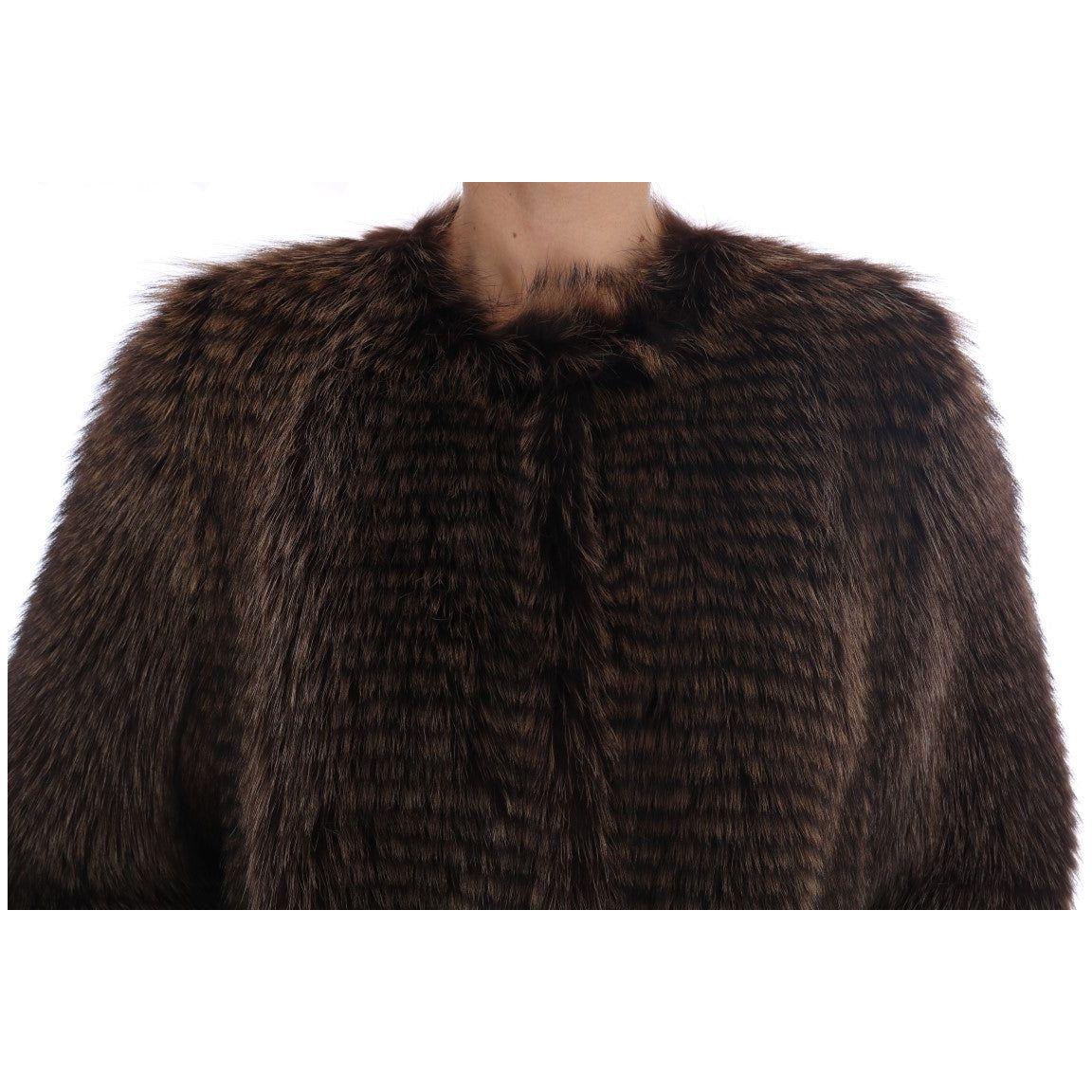 Dolce & Gabbana Brown Raccoon Fur Coat Jacket Coats & Jackets