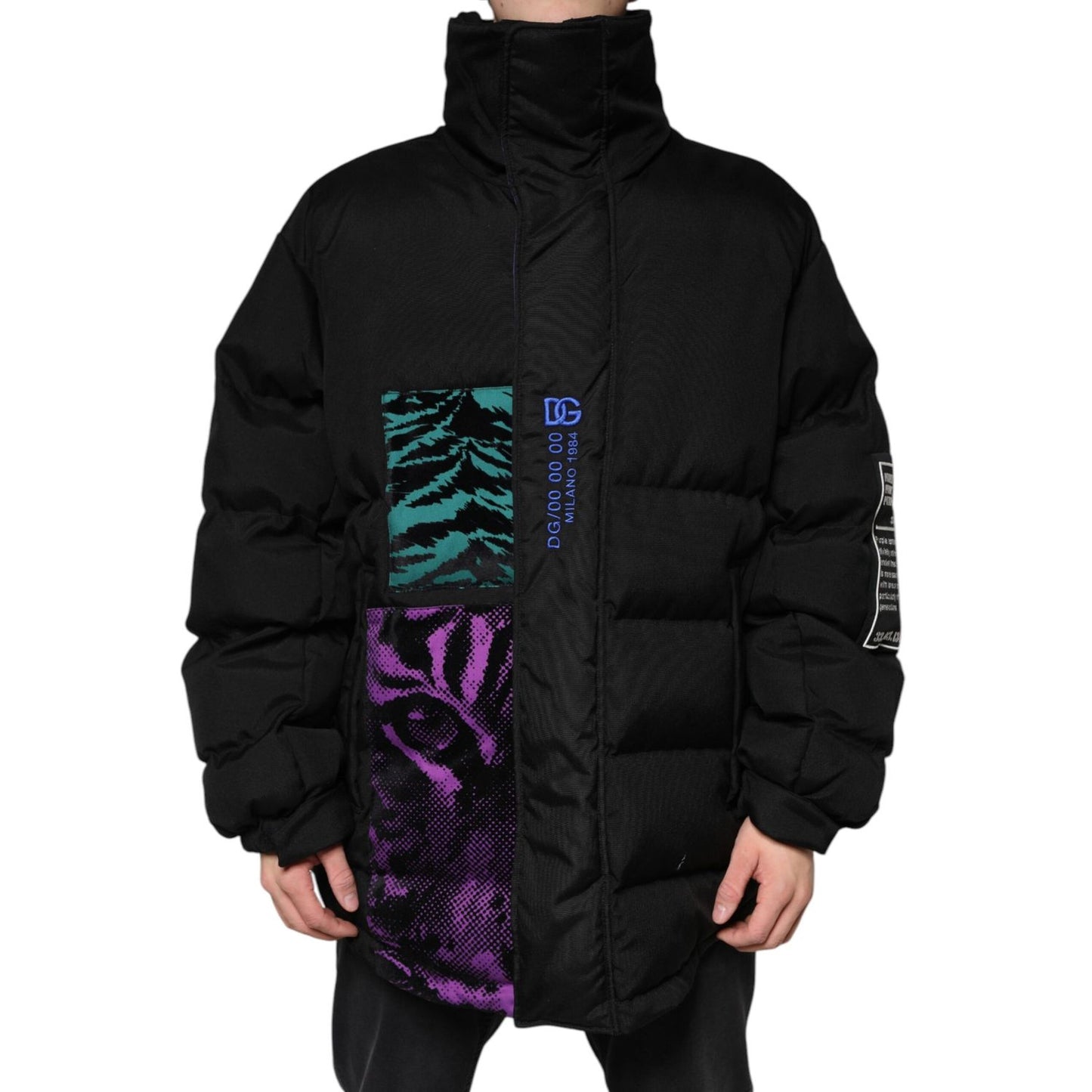 Dolce & Gabbana Black Nylon Puffer Men Full Zip Jacket