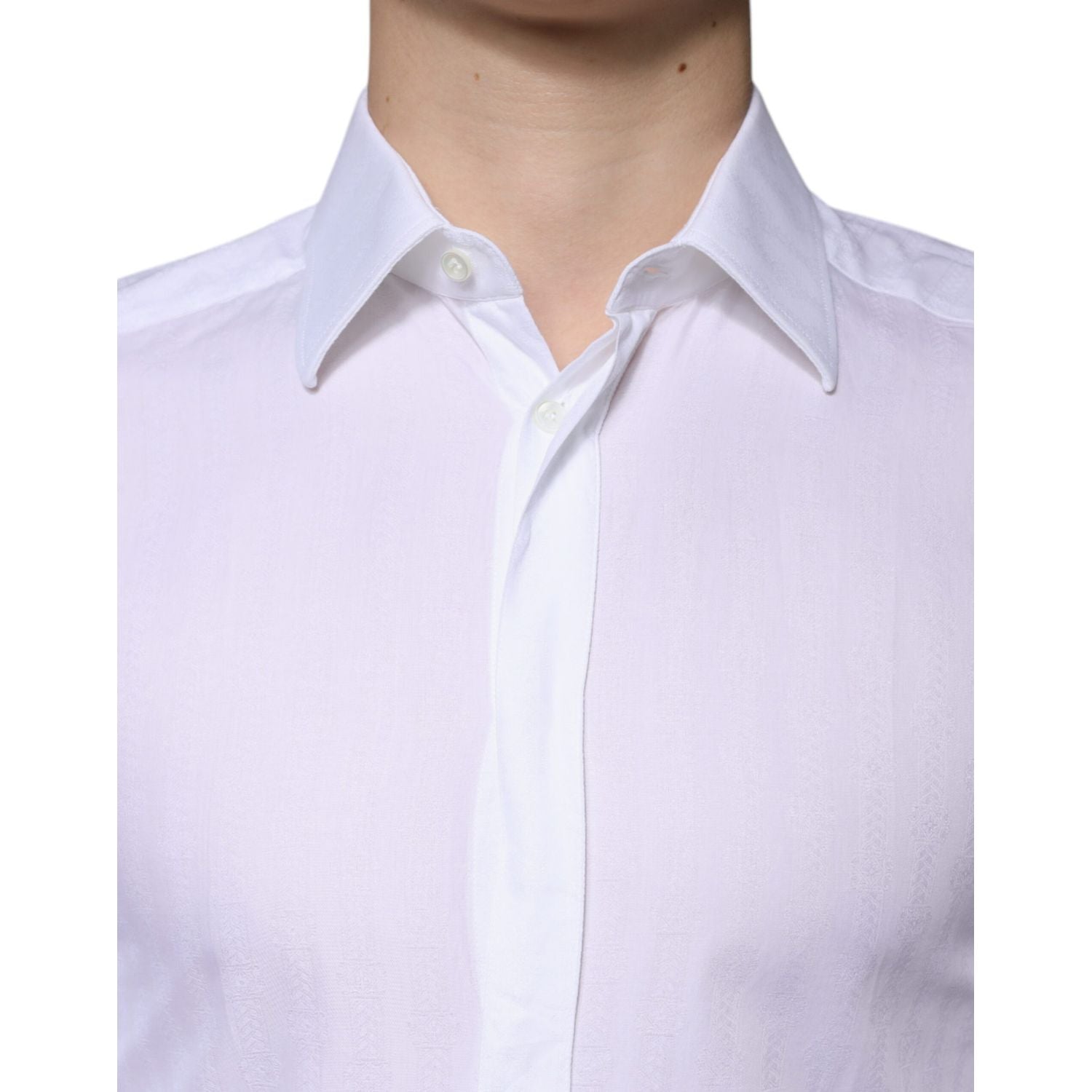 Dolce & Gabbana White Cotton Formal Men GOLD Dress Shirt