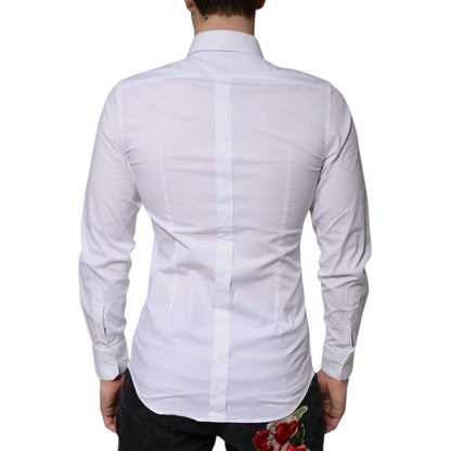 Dolce & Gabbana White Cotton Formal Men GOLD Dress Shirt