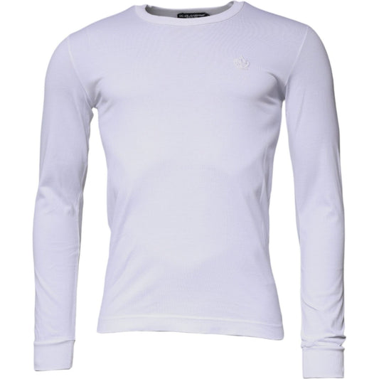 Dolce & Gabbana Dolce & Gabbana White Crown Crew Neck Cotton Pullover Sweater TSH87421-44