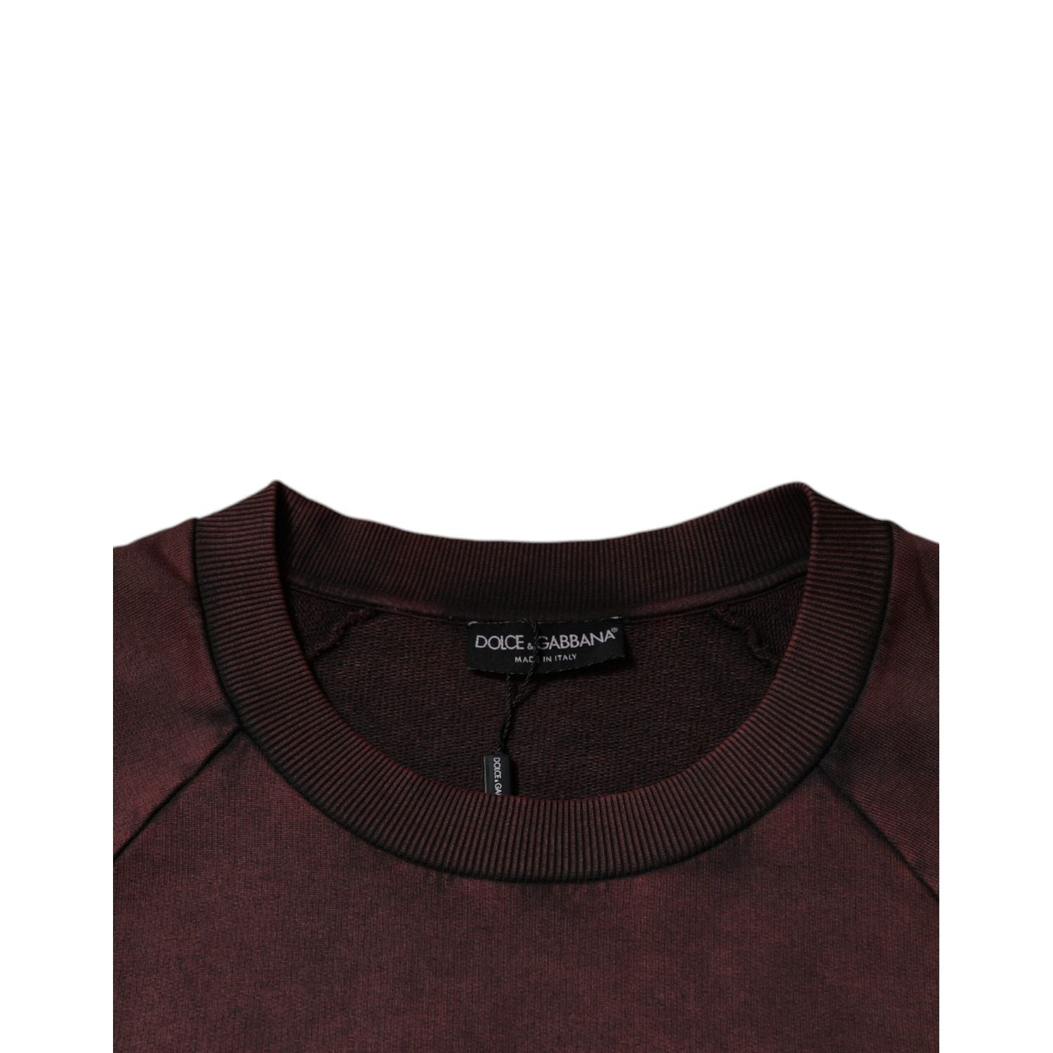 Dolce & Gabbana Brown Logo Cotton Crew Neck Pullover Sweater