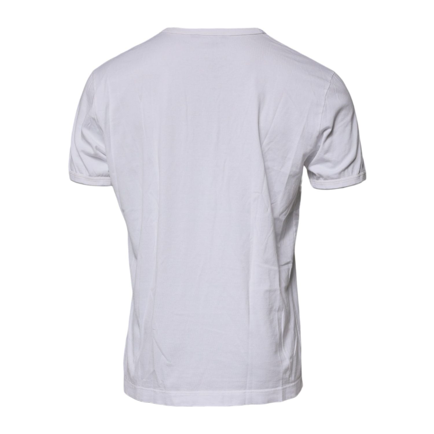 Dolce & Gabbana White Logo Embossed Cotton Crewneck T-shirt