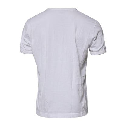 Dolce & Gabbana White Logo Embossed Cotton Crewneck T-shirt