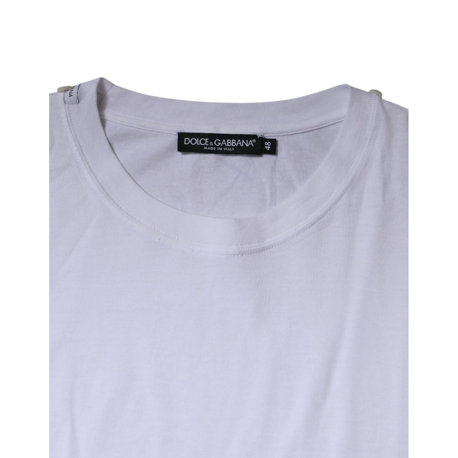 Dolce & Gabbana White Cotton Crew Neck Short Sleeves T-shirt