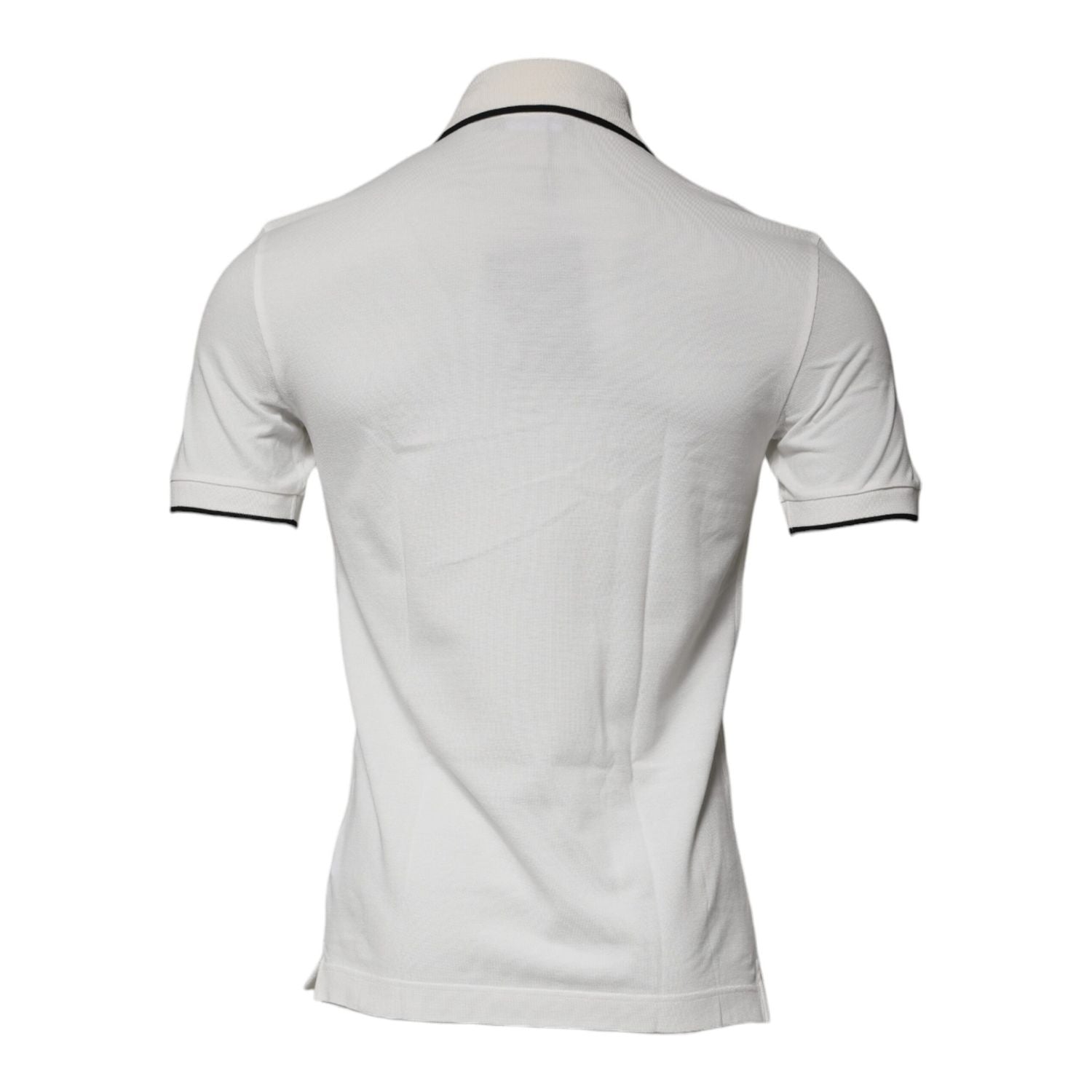 Dolce & Gabbana Off White Crown Cotton Collared Polo T-shirt