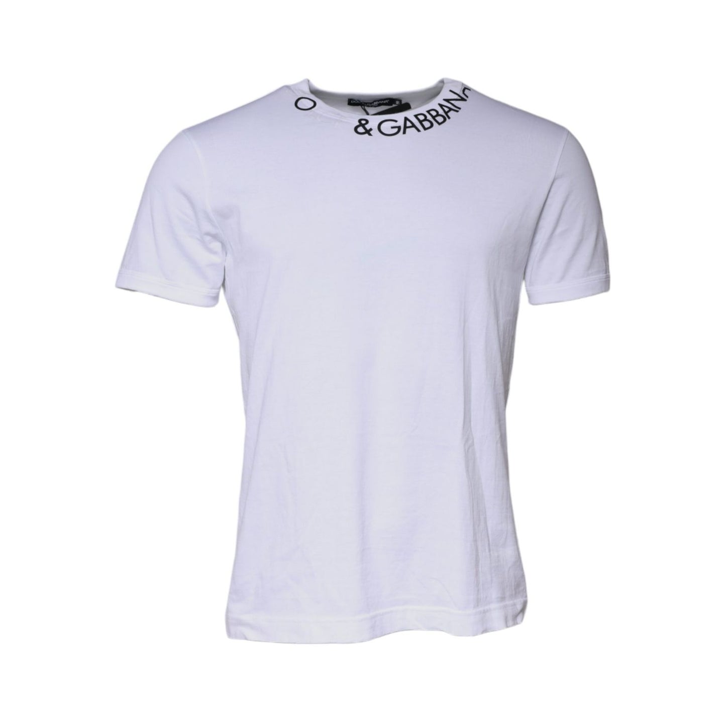 Dolce & Gabbana White Cotton Logo Crew Neck Short Sleeves T-shirt
